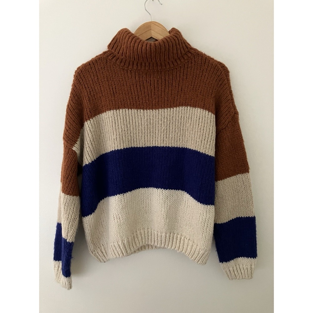 Evereve Peyton Jensen Chunky Knit Turtle Neck Sweater NWT Size L  Lagenlook